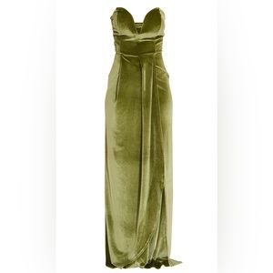 Olive green velvet dress